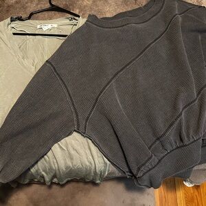 Bundle/ 2 We The Free shirts: Black/charcoal sweater and Khaki shirt size XS